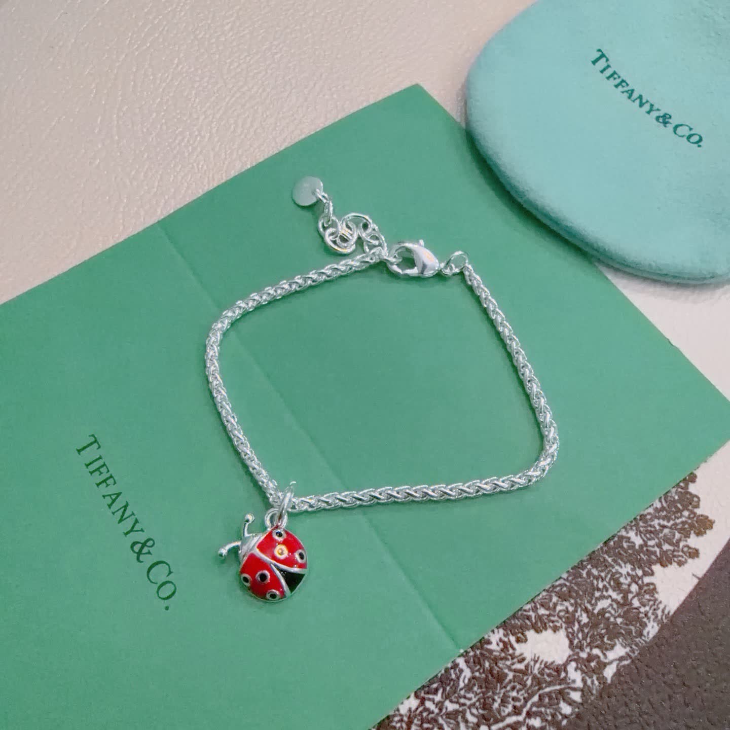 Tiffany & Co. Sterling Silver Ladybug Charm Bracelet